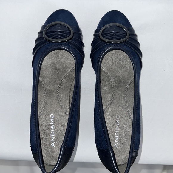 Andiamo Belle Navy Blue Fabric Upper Gun Metal Accent Comfort Technology… - Picture 6 of 8